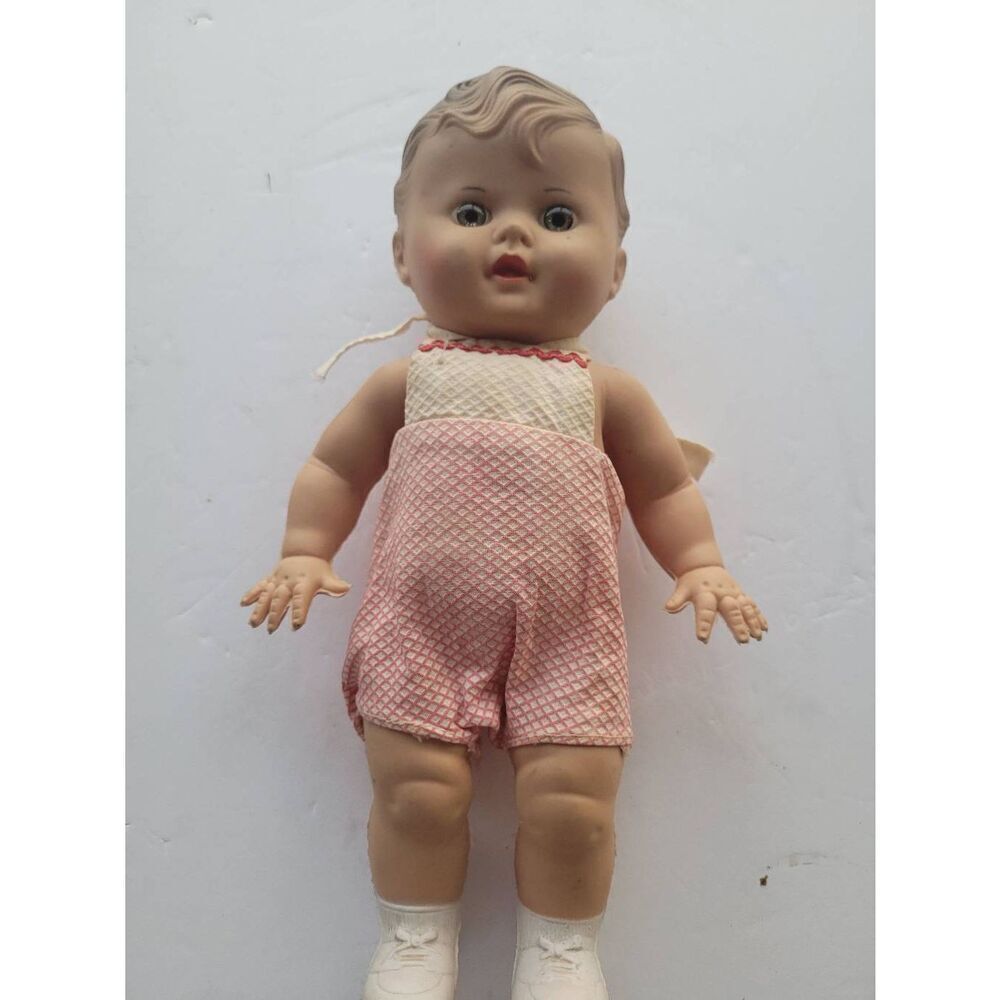 VINTAGE TOD_L TIM BABY BOY SUN RUBBER CO SQUEAKY TOYS STAMPS ON BUTTON 10"